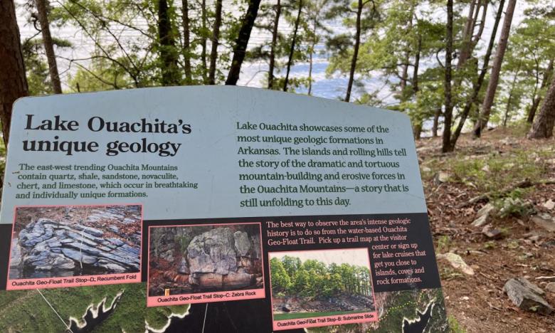 An interpretive sign on the Caddo Bend Trail. 